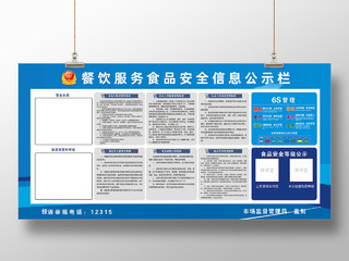 蓝色简约时尚大气食品安全信息公示栏展板